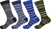 Socke|3-Pack|Sokken Dames Maat 39/42 Streep Design Blauw/Zwart/Blauw/"Sokken Heren"