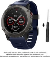 Donker blauw Siliconen Bandje 26mm voor Garmin Fenix 3 / 3 HR / 3 Sapphire, Garmin Fenix 5x, Garmin D2 & Garmin Quatix 3 – NIET Quickfit Compatibel – 26 mm blue smartwatch strap -