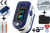 MIFOR® Professioneel Saturatiemeter met Hartslagmeter - INCL. BATTERIJEN & OPBERGTAS & DRAAGKOORD - Oximeter Spo2 - OLED Display - Zuurstofgehalte - Zuurstofmeter Vinger - Kleur Donkerblauw m