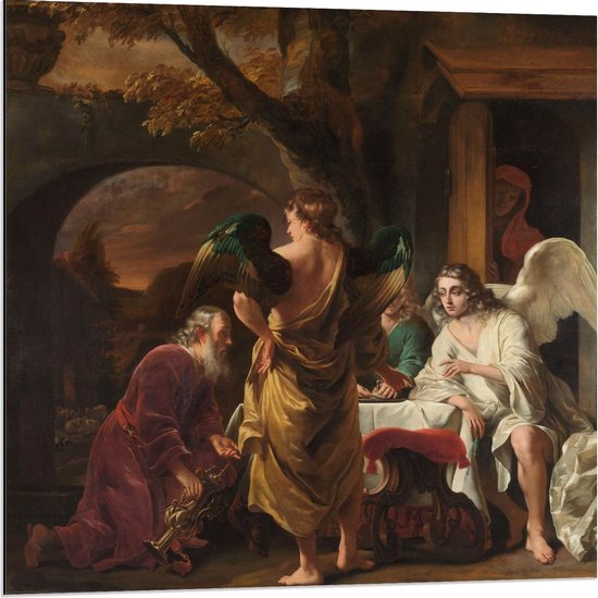 Dibond - Maîtres anciens - Abraham reçoit les trois anges, Ferdinand Bol - Photo 80x80cm sur Aluminium (Décoration murale Métal)