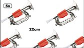 5x Trompet cavelerie 22 cm zilver - muziek geluid speelgoed sinterklaas thema feest