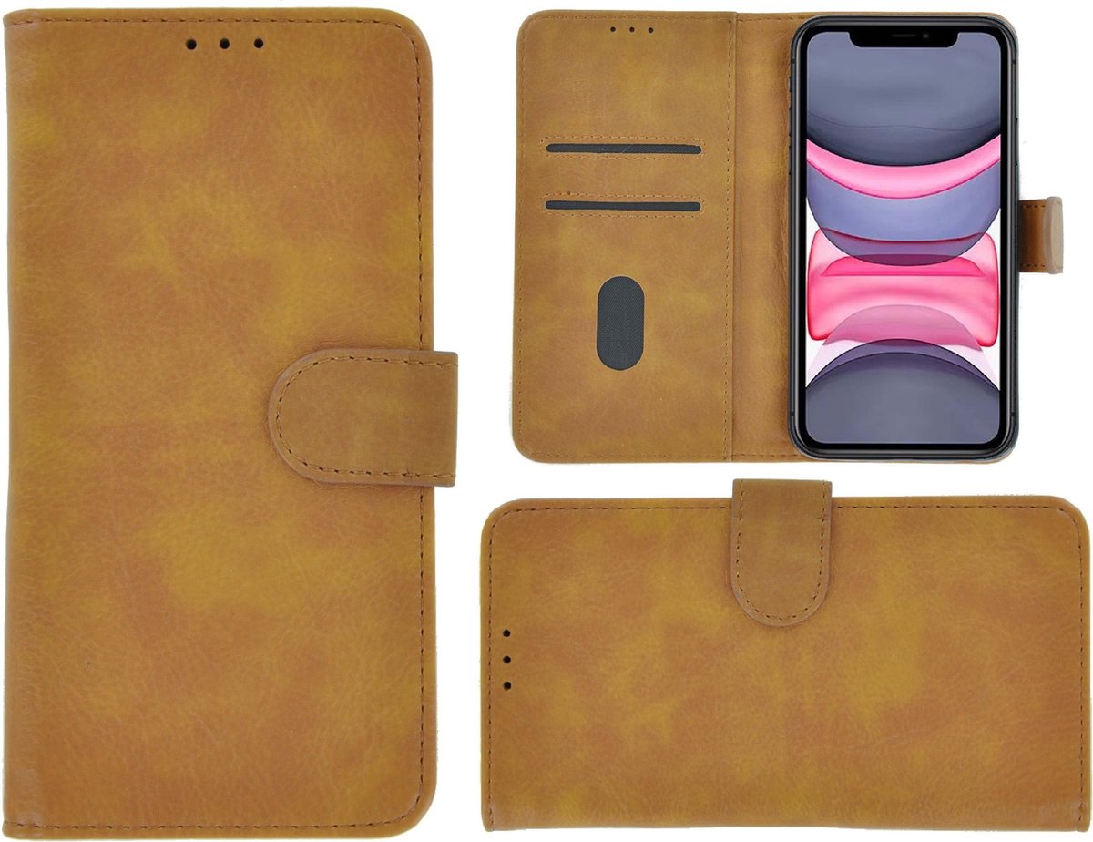 Geschikt voor iPhone 12 Mini Hoesje - Book Case Wallet Bruin Cover