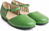 Haflinger Fani Ballerina - Groen - 36 - Leer Rubber zool, Comfort