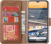 Nokia 5.3 Hoesje Bruin wallet cover + 2pack screen protector