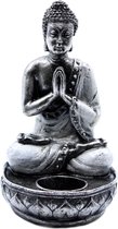 Boeddha Kandelaar - Wit - 17 x 9 x 9cm