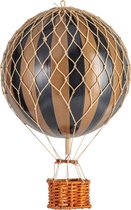 Authentic Models - Luchtballon Travels Light - Luchtballon decoratie - Kinderkamer decoratie - Goud/Zwart - Ø 18cm