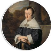 Forex Wandcirkel - Oude meesters - Portret van Maria Rey, Ferdinand Bol, 1650 - 20x20cm Foto op Wandcirkel (met ophangsysteem)