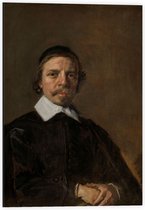 Dibond - Oude meesters - Portret van een man, mogelijk geestelijke, Frans Hals - 40x60cm Foto op Aluminium (Met Ophangsysteem)