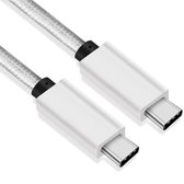 USB C kabel - USB 3.1 gen 2 - 10 Gb/s - Nylon mantel - Wit - 2 meter - Allteq