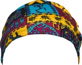 Sona - Pacific [Blue African Headwrap|Afrikaanse Hoofdband|Tulband|Hoofddeksel|Hoofddoek|Blauw-Geel-Rood-Zwart]
