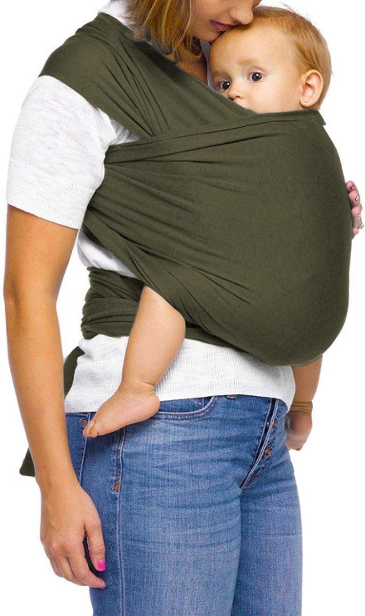 Ergonomische Rekbare Baby Draagdoek Van Katoen Om Te Knopen - Groen - Babywrap - Draagdoeken - Babydrager - Buikdrager - Rugdrager - Heupdrager - Baby sling - Baby Carrier - Draagzak - Baby Wrap Sling - Draagdoek - Incl Handleiding - Gratis slabbetje van LittleLofy — afbeelding 2