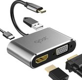 USB-C Adapter naar HDMI (4K/30hz), VGA, USB 3.0 A en USB C