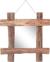 Wandspiegel 50x50 cm hout (incl LW 3d klok) - spiegel