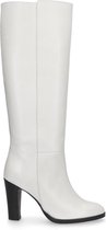 Manfield - Dames - Off-white leren laarzen - Maat 39