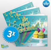 3x Muziekwenskaart - Van harte gefeliciteerd – zelf opneembaar – 60 seconden – 21x21cm – hoge kwaliteit – inclusief envelop