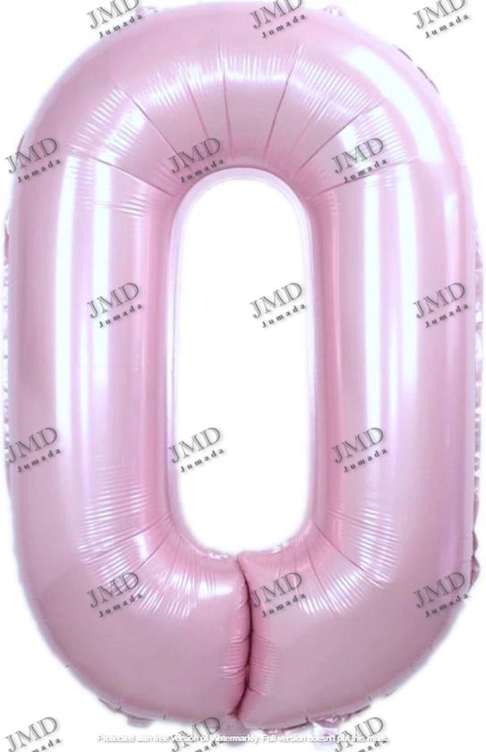 Folie ballon XL 100cm met opblaasrietje - cijfer 0 roze - 10 jaar folieballon - 1 meter groot met rietje - Mixen met andere cijfers en/of kleuren binnen het Jumada merk mogelijk
