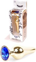Bossoftoys - Gold Butt Plug - Anal Plug With Dark Blue Stone - Length 9,5 M - Dia 3 Cm - 64-00068 - gave Cadeaubox