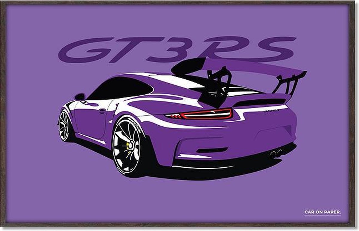 Porsche GT3-RS Paarse op Poster - 50 x 70cm - Auto Poster Kinderkamer / Slaapkamer / Kantoor