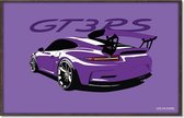 Porsche GT3-RS Paarse op Poster - 50 x 70cm - Auto Poster Kinderkamer / Slaapkamer / Kantoor