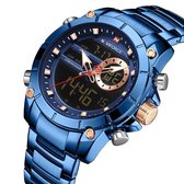 Naviforce® Horloges voor Mannen Digitale Herenhorloge Jongens Heren – Valentijn Cadeautje voor Hem – Digitaal & Analoog Horloge Watch – Horlogebox Geschenkdoos – Blauw Blauw