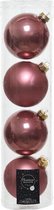 4x Oud roze glazen kerstballen 10 cm - Mat/matte - Kerstboomversiering oud roze