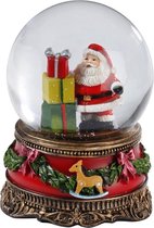1x Decoratie sneeuwbollen/snowglobes kerstman met cadeautjes 9 cm - Kerstversiering glazen sneeuwbol met kerstman en cadeaus 9 cm