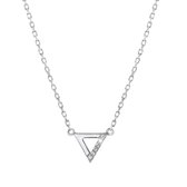 Lucardi Dames Ketting met hanger driehoek met zirkonia - Echt Zilver - Ketting - Cadeau - 42 cm - Zilverkleurig