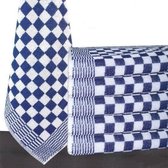 Keukendoek blauw / wit geblokt - 50x50cm - set van 6 stuks - 100% katoenen badstof