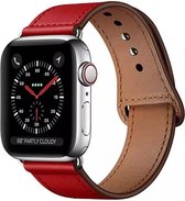 Geschikt voor Apple Watch bandje 38 / 40 / 41 mm - Series 1 2 3 4 5 6 7 SE - Smartwatch iWatch horloge band - 38mm 40mm 41mm - Fungus - PU Leer - Rood - Druksluiting