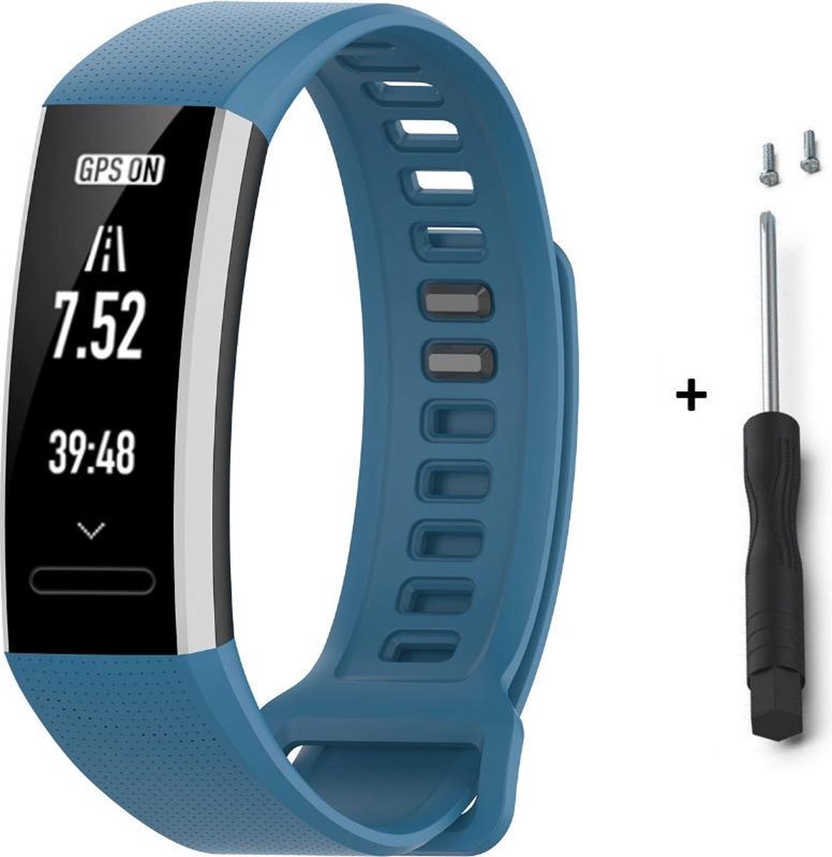 Blauw siliconen sporthorlogebandje voor de Huawei Band 2 en Huawei Band 2 Pro Maat bol