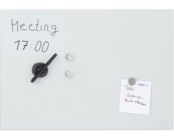 magneetbord glas - 60 x 40 cm - 3 magneten - marker - houder - wit