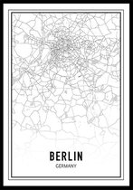 Punt. Poster - City Map Berlijn - 70 X 50 Cm - Zwart En Wit