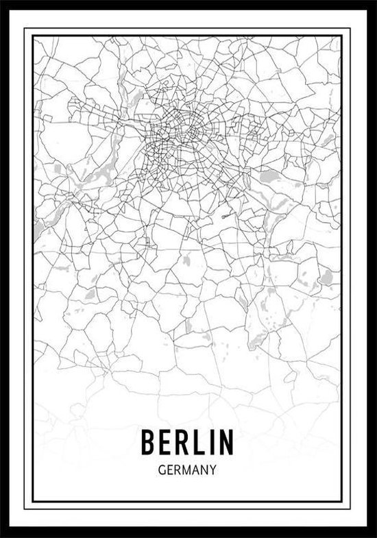 Punt. Poster - City Map Berlijn - 70 X 50 Cm - Zwart En Wit