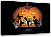 Schilderij , Halloween kinder spookjes , 2 maten , zwart oranje , wanddecoratie