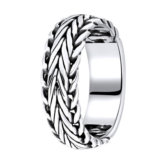 Lucardi Dames Ring Bali vossenstaartschakel - Ring - Cadeau - Moederdag - Echt Zilver - Zilverkleurig