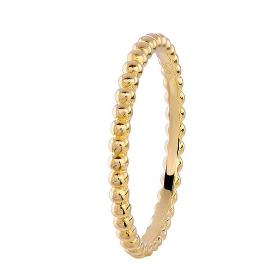 Lucardi Dames Ring goldplated met bolletjes - Ring - Cadeau - Moederdag - Echt Zilver - Goudkleurig