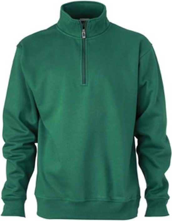 James and Nicholson Sweat-shirt à demi-glissière unisexe Workwear (vert foncé)