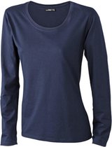 James and Nicholson Dames/dames T-Shirt met lange mouwen (Medium Long-Sleeved) (Marine)