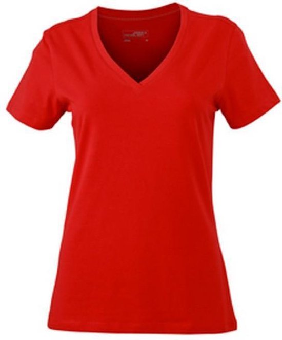 James and Nicholson Dames/dames Rekken V-hals Tee (Rood)