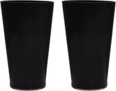 2x stuks luxe zwarte conische stijlvolle vaas/vazen van glas 40 x 25 cm - Bloemen/boeketten vaas voor binnen gebruik