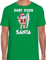 Surf dude Santa fun Kerstshirt / Kerst t-shirt groen voor heren - Kerstkleding / Christmas outfit M