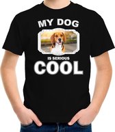 Beagle honden t-shirt my dog is serious cool zwart - kinderen - Beagles liefhebber cadeau shirt L (146-152)