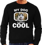 Husky honden trui / sweater my dog is serious cool zwart - heren - Siberische huskys liefhebber cadeau sweaters L