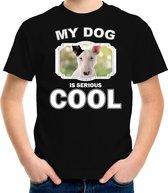 Bullterrier honden t-shirt my dog is serious cool zwart - kinderen - Bullterriers liefhebber cadeau shirt M (134-140)