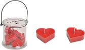 10x Rode hartjes theelichtjes / kaarsjes met theelichthouder 13 cm - Huwelijk - Bruiloft - Valentijn - Waxinelichtjes in potje