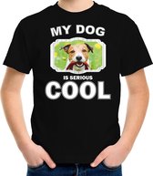 Jack russel honden t-shirt my dog is serious cool zwart - kinderen - Jack russel terriers liefhebber cadeau shirt M (134-140)