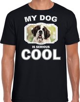 Sint bernard honden t-shirt my dog is serious cool zwart - heren - Sint bernards liefhebber cadeau shirt 2XL