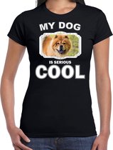 Chow chow honden t-shirt my dog is serious cool zwart - dames - Chow chows liefhebber cadeau shirt XS