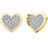 Yolora Dames Oorbellen Hartje - Kalpa Camaka Kristallen - Goudkleurig - 18K Geelgoud Verguld - Vrouwen Oorknoppen Goud - Oorknopjes - Sieraden - Luxe Giftbox - Geschenkdoos - Cadeau doos - Ex