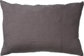 Dutch Decor LINN - Kussenhoes 40x60 cm - 100% linnen - Charcoal Gray - antraciet - met rits